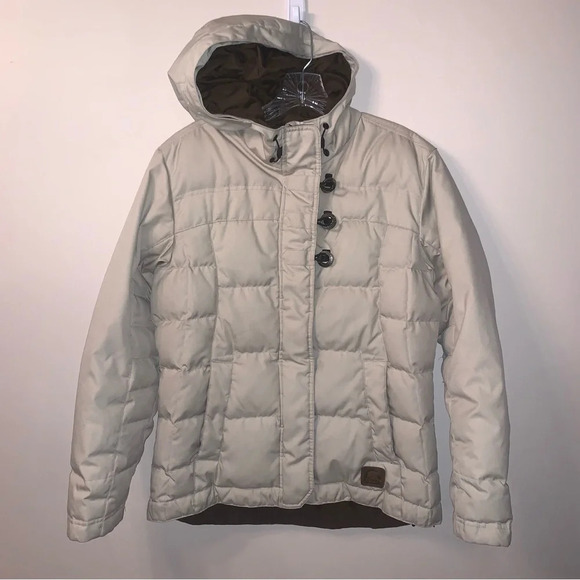 Sorel Cream Brown Winter Hooded Jacket Down Filled S - Picture 1 of 13